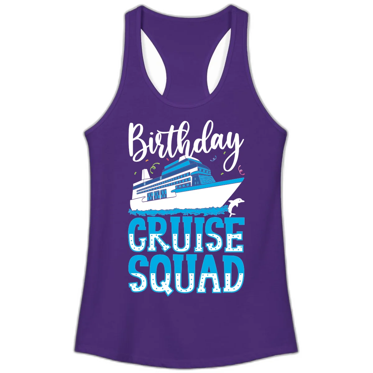 Birthday Cruise Squad Ladies Tank in Solid Purple Rush