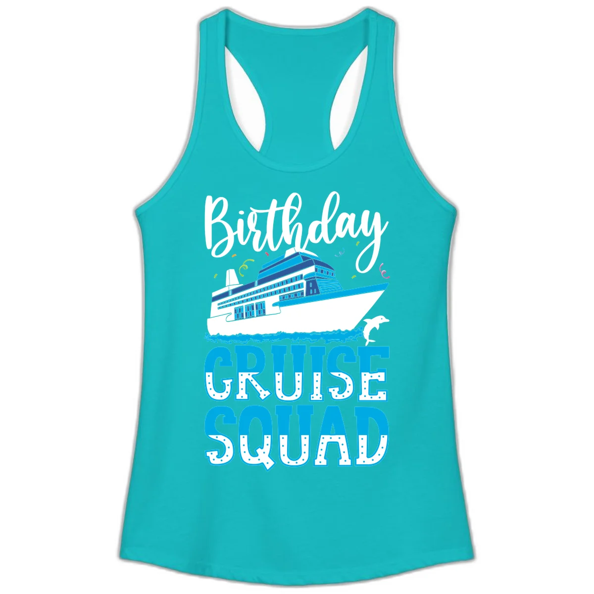 Birthday Cruise Squad Ladies Tank in Tahiti Blue