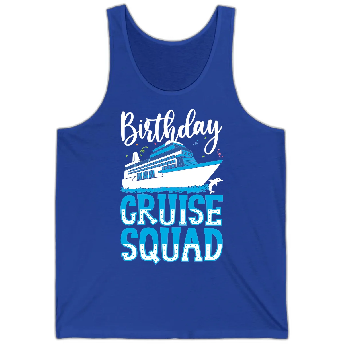 Birthday Cruise Squad Tank in True Royal