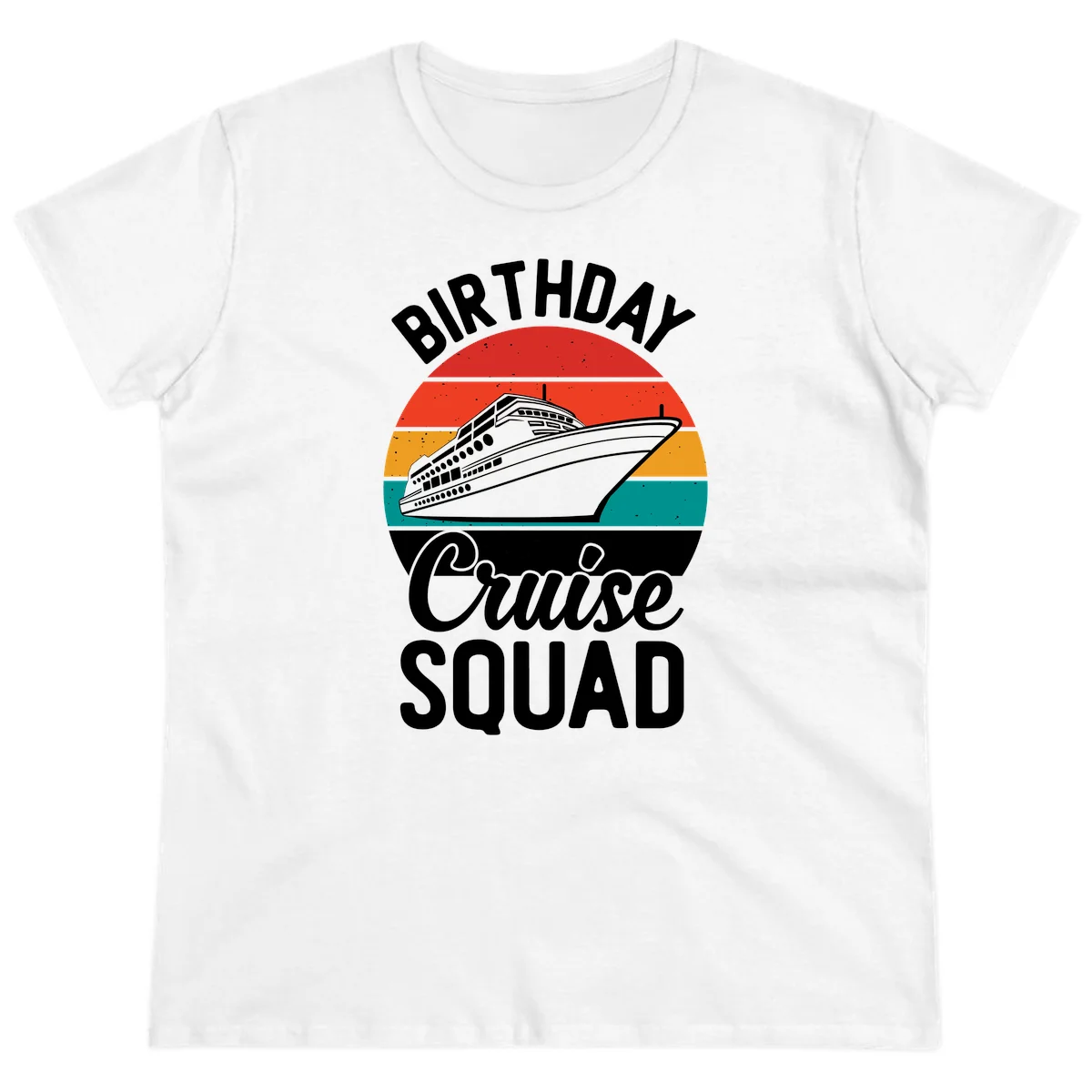 Birthday Cruise Squad Ladies Tee in White