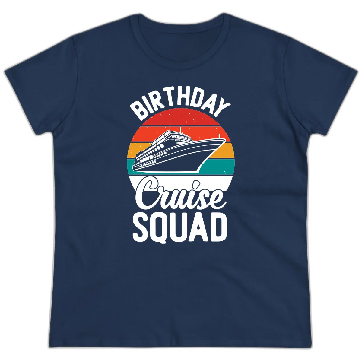 Birthday Cruise Squad Ladies Tee in Navy