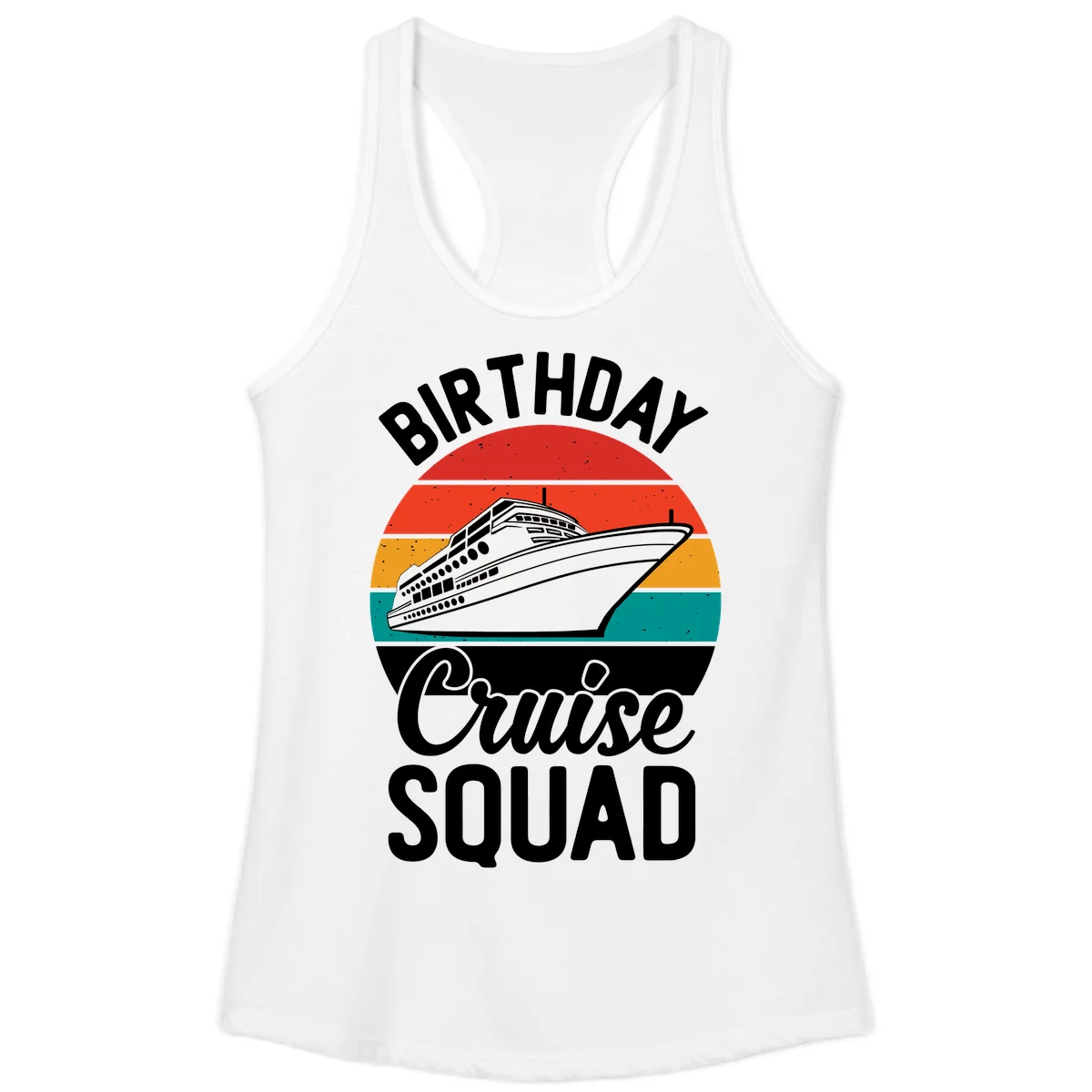 Birthday Cruise Squad Ladies Tank Top in White