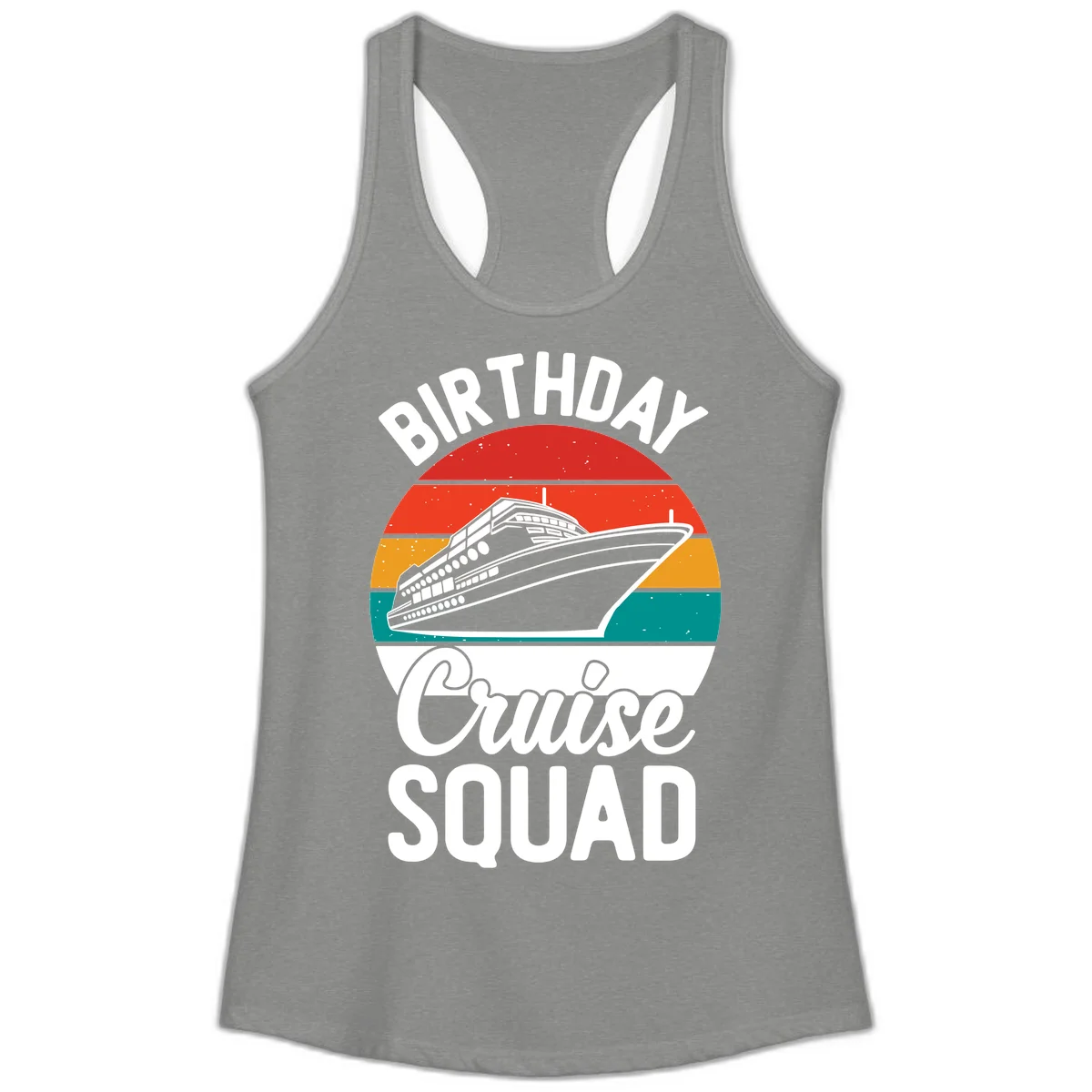 Birthday Cruise Squad Ladies Tank Top in Heather Grey