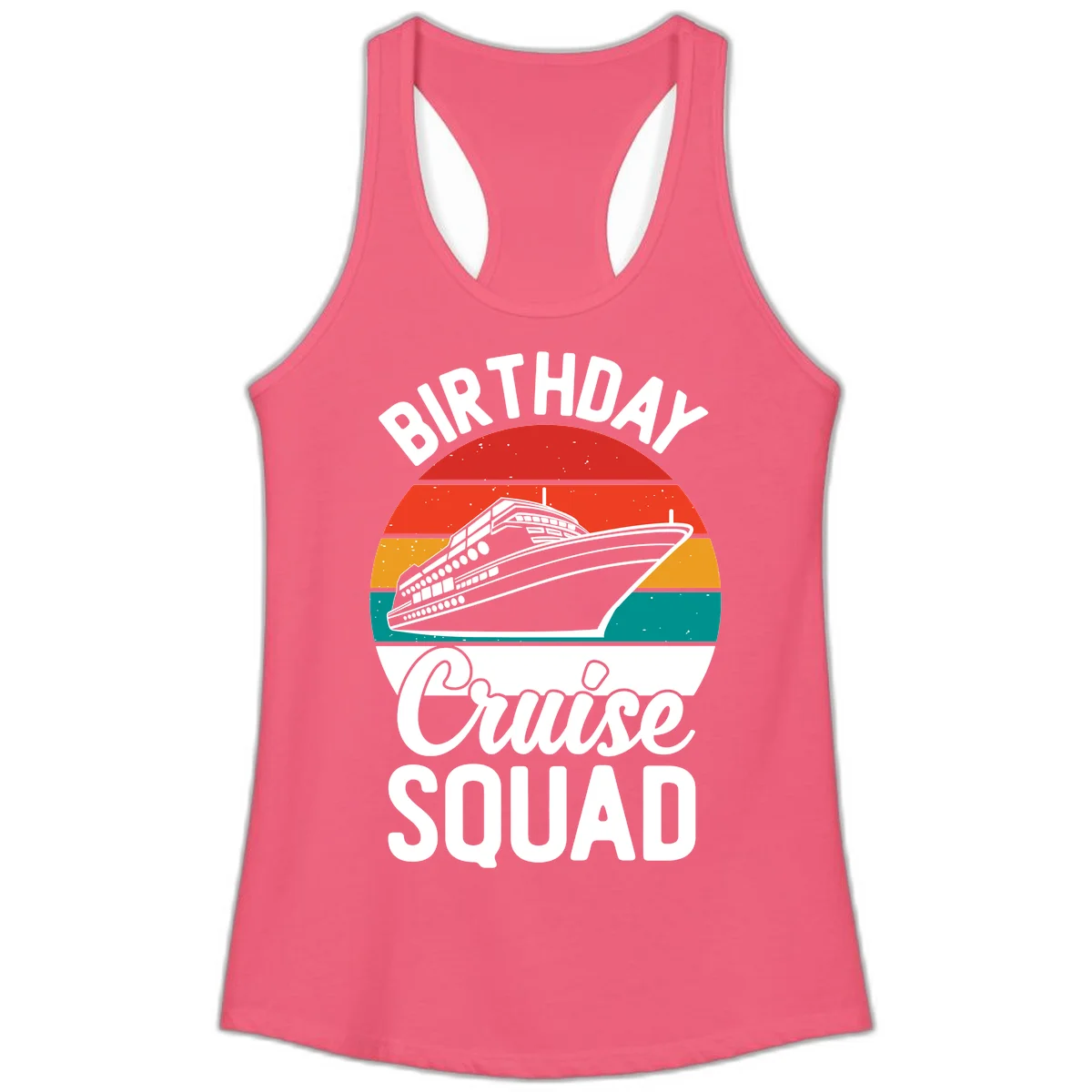 Birthday Cruise Squad Ladies Tank Top in Hot Pink