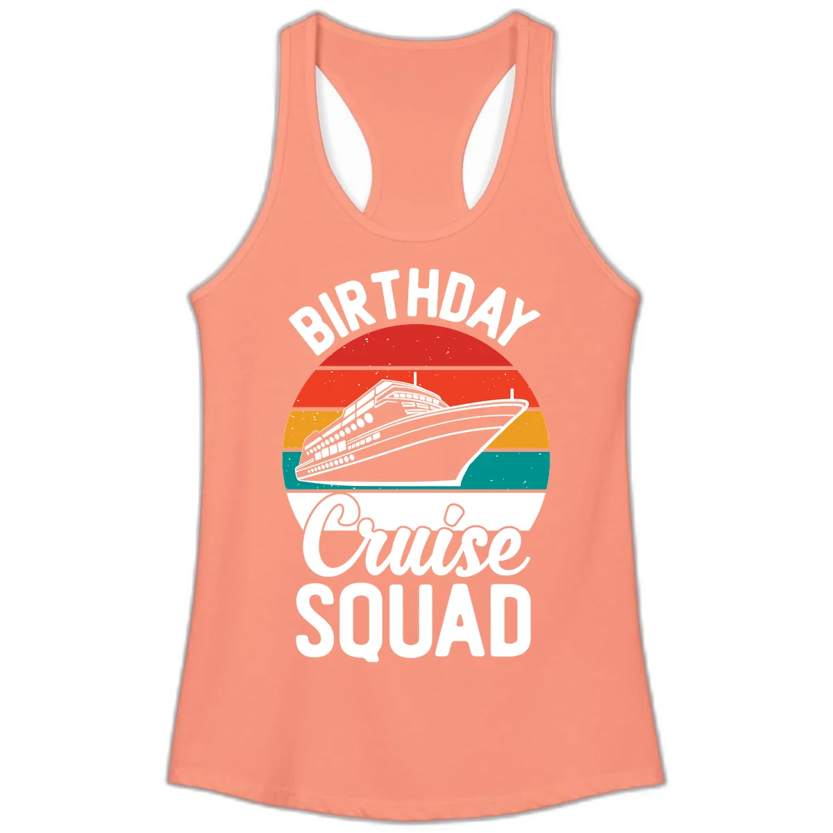 Birthday Cruise Squad Ladies Tank Top in Solid Light Orange