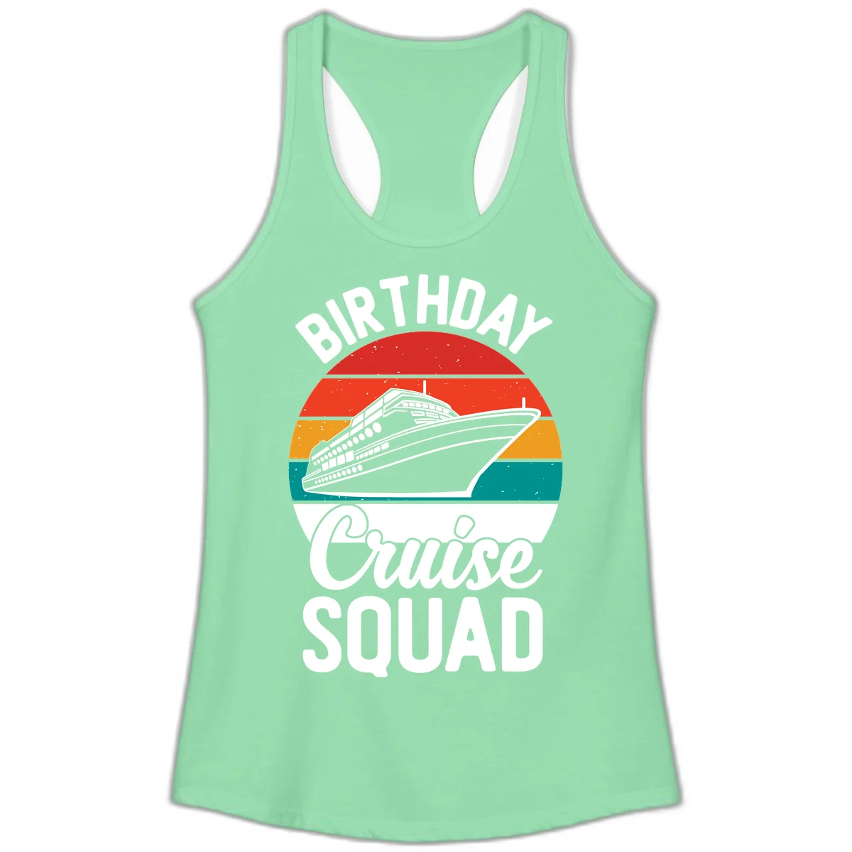 Birthday Cruise Squad Ladies Tank Top in Solid Mint