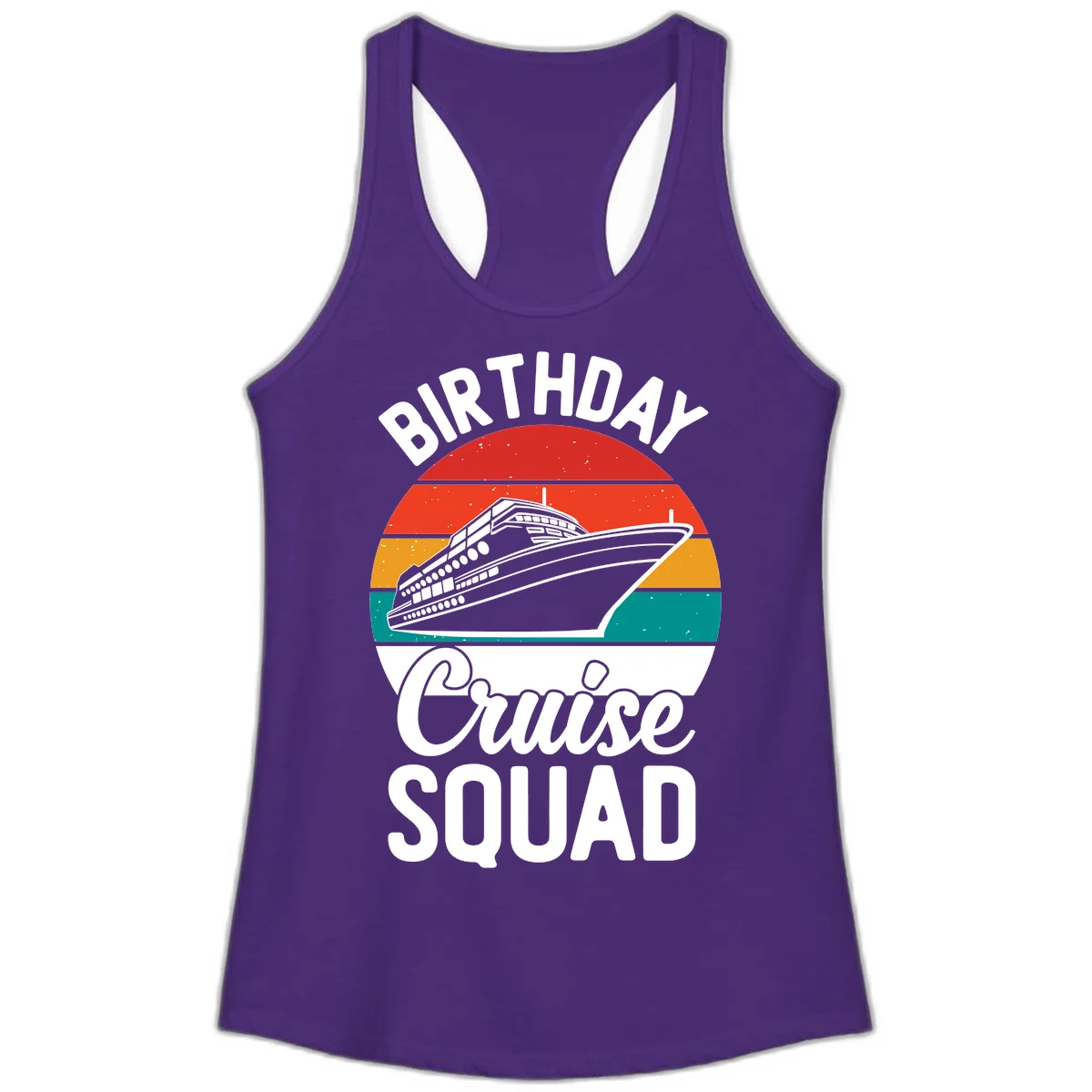 Birthday Cruise Squad Ladies Tank Top in Solid Purple Rush