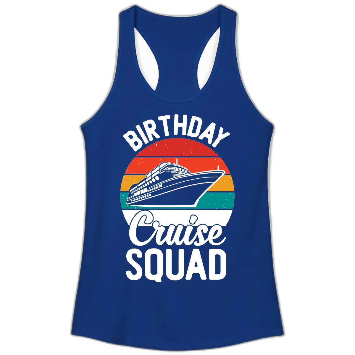 Birthday Cruise Squad Ladies Tank Top in Solid Royal