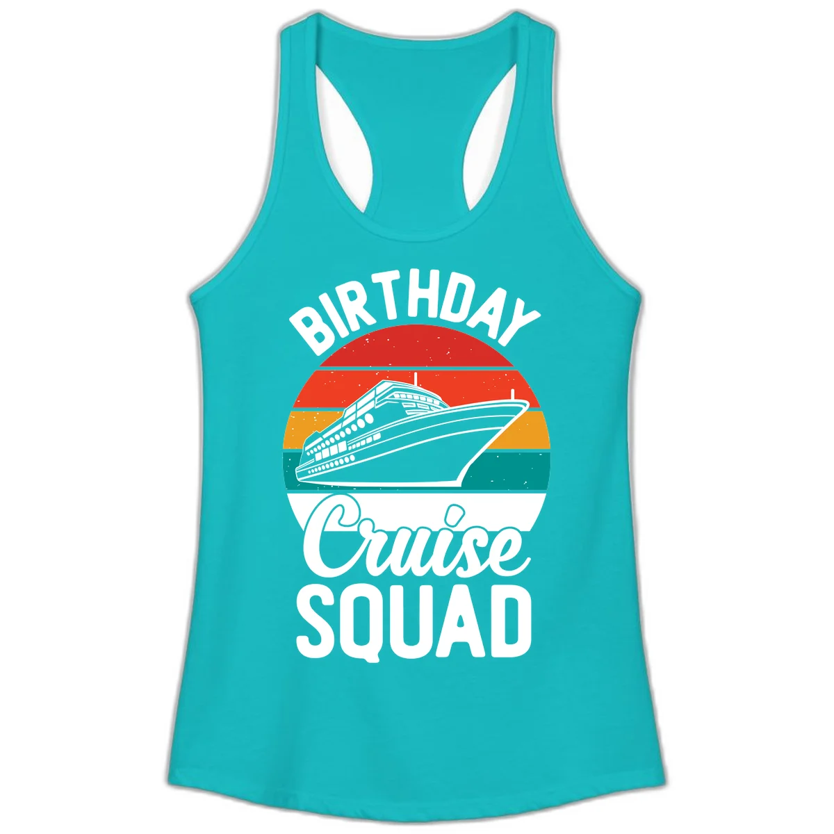 Birthday Cruise Squad Ladies Tank Top in Tahiti Blue