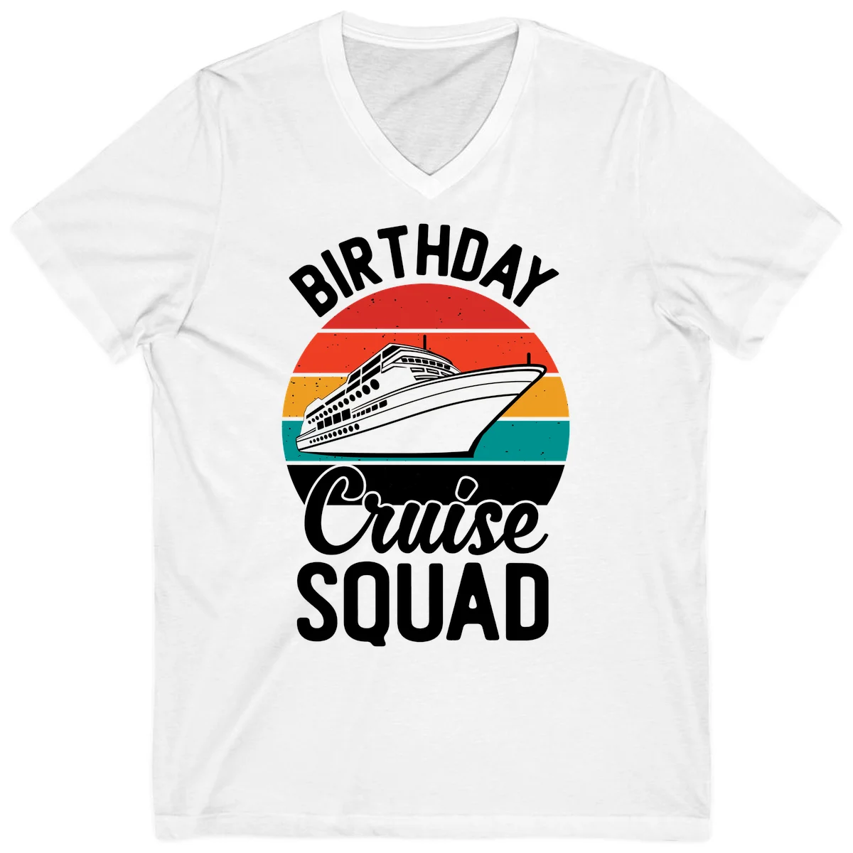 Birthday Cruise Squad V-Neck T-Shirt in White