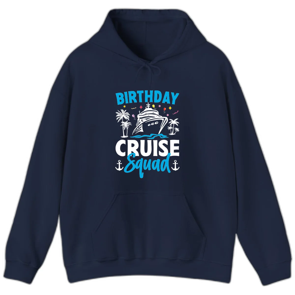 Birthday Cruise Squad Hoodie for Chilly Sea Nights in Navy