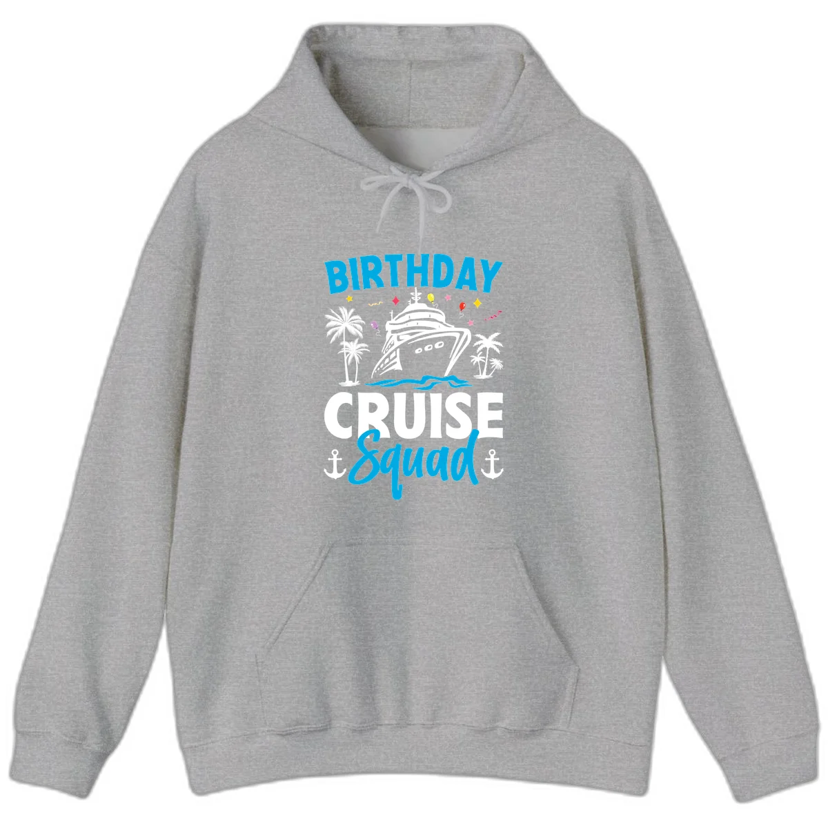 Birthday Cruise Squad Hoodie for Chilly Sea Nights in Sport Grey
