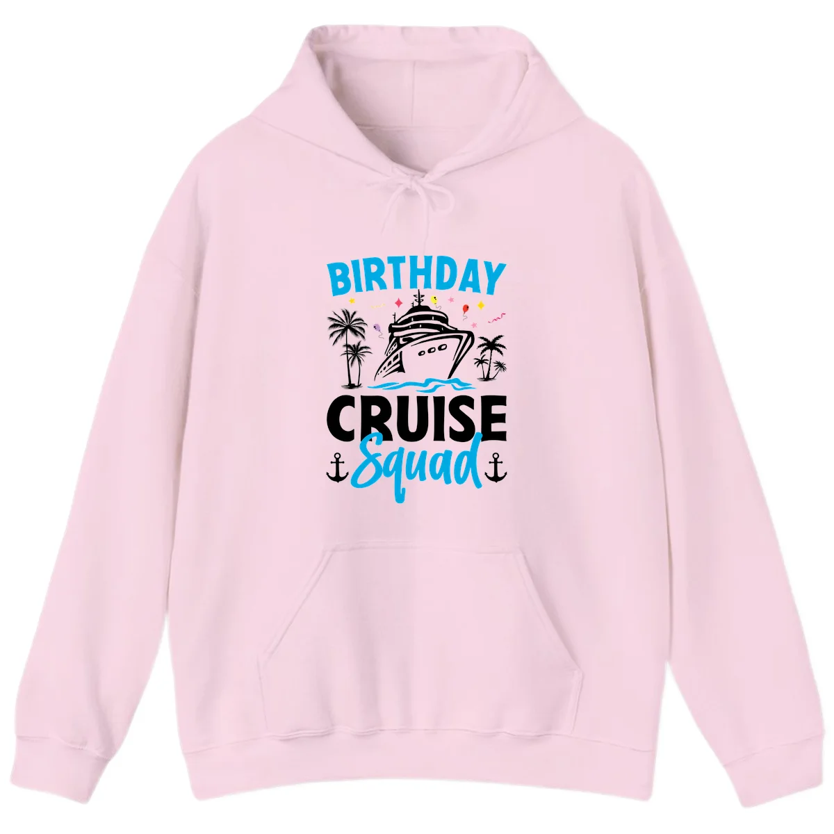 Birthday Cruise Squad Hoodie for Chilly Sea Nights in Light Pink