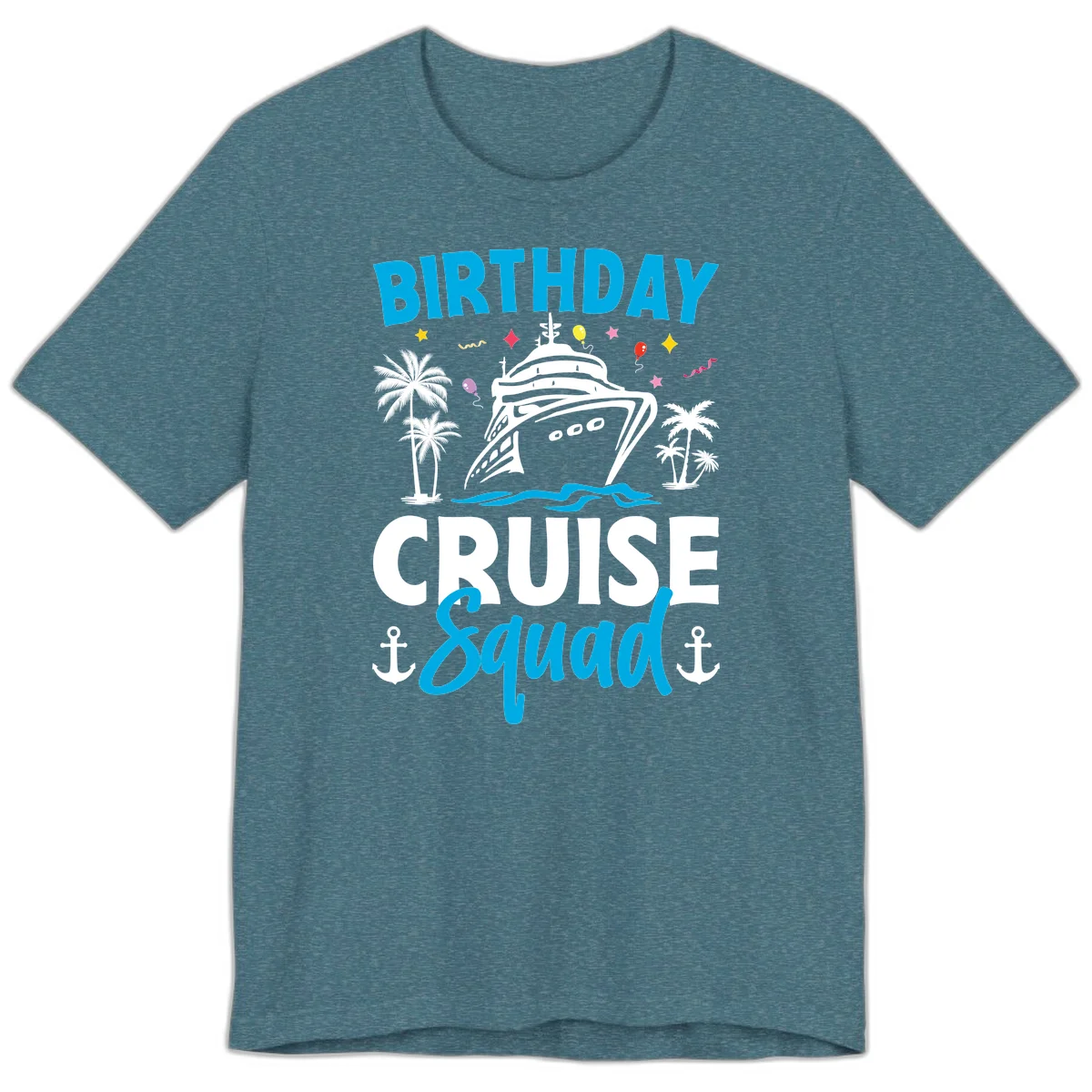Birthday Cruise Squad Premium T-Shirt for Celebrations in Heather Deep Teal