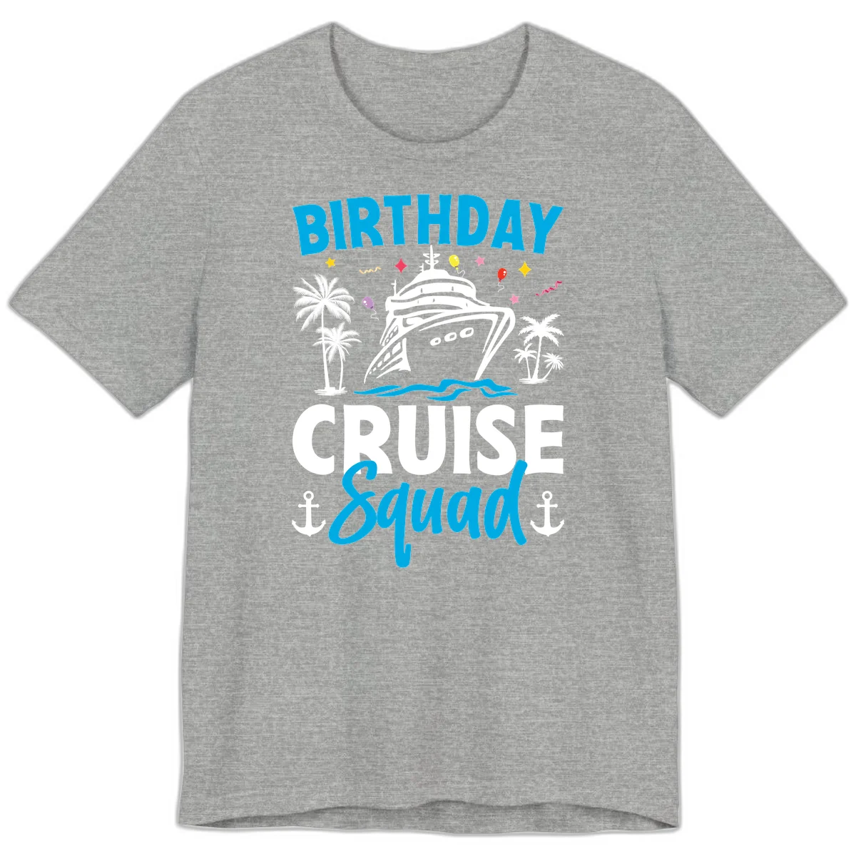 Birthday Cruise Squad Premium T-Shirt for Celebrations in Athletic Heather