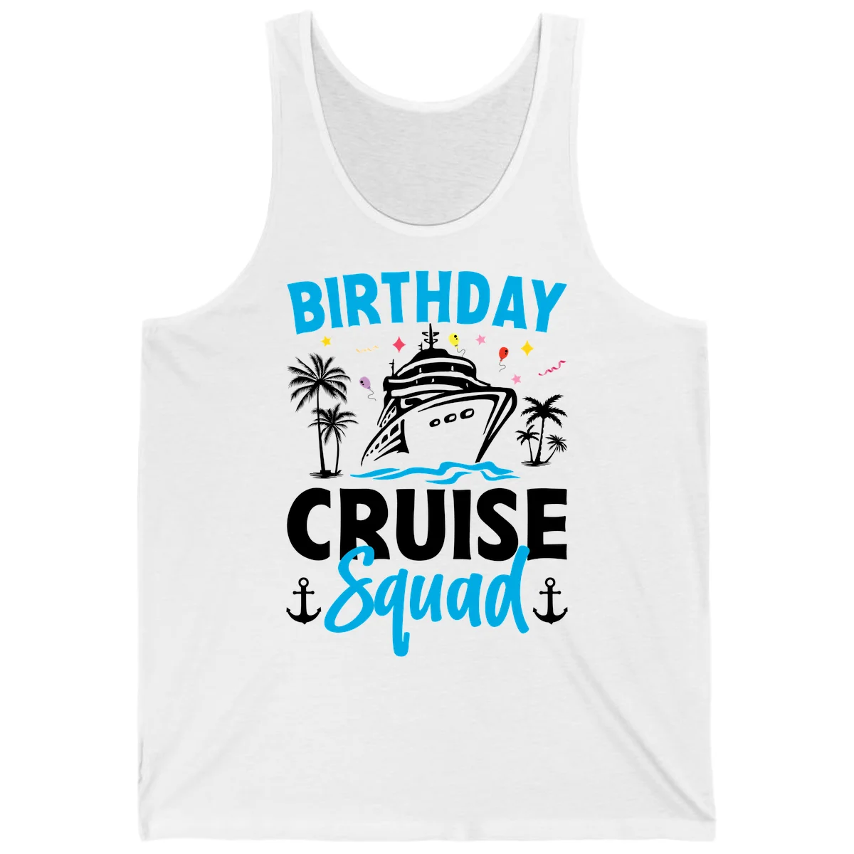 Birthday Cruise Squad Tank Top for Tropical Fun in White