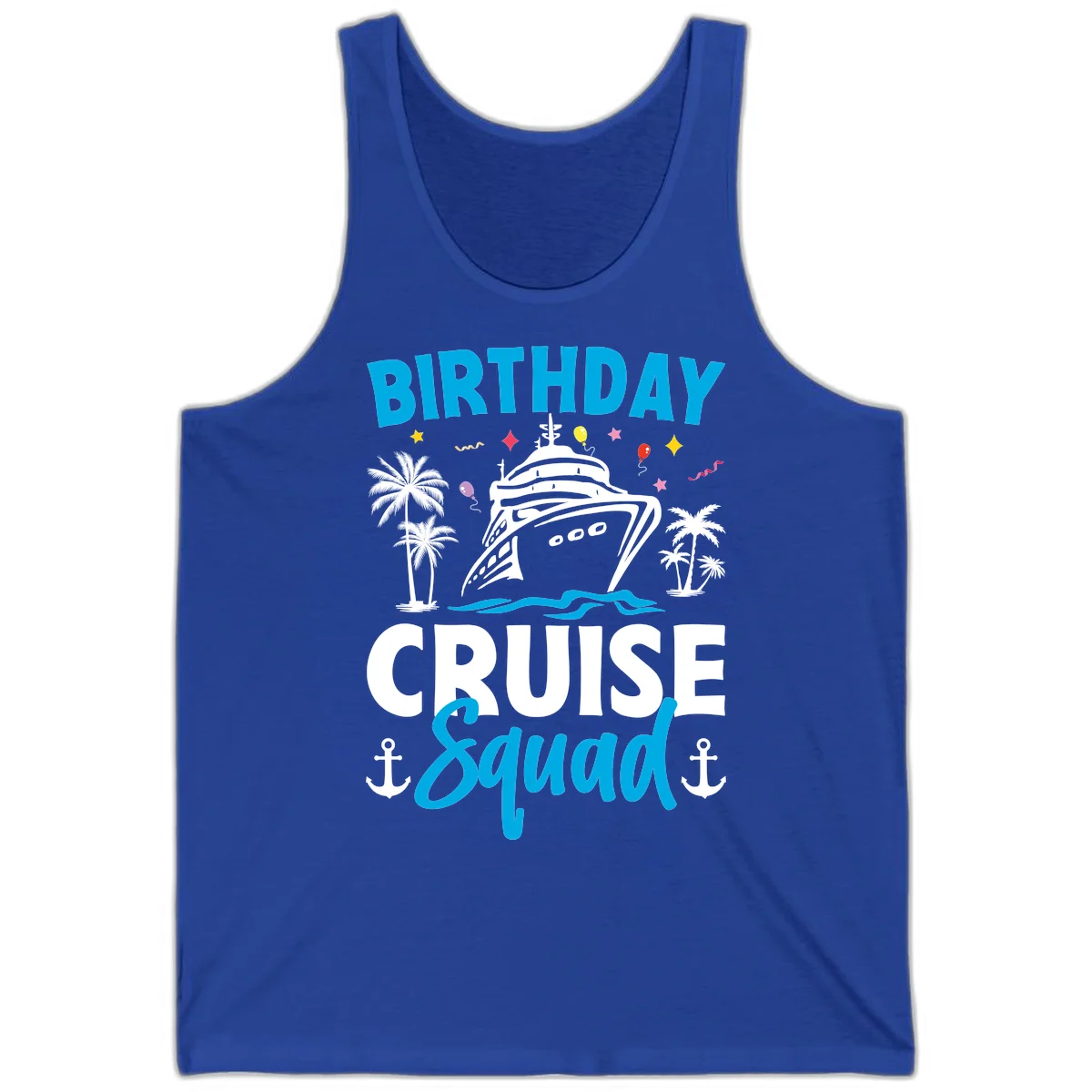 Birthday Cruise Squad Tank Top for Tropical Fun in True Royal