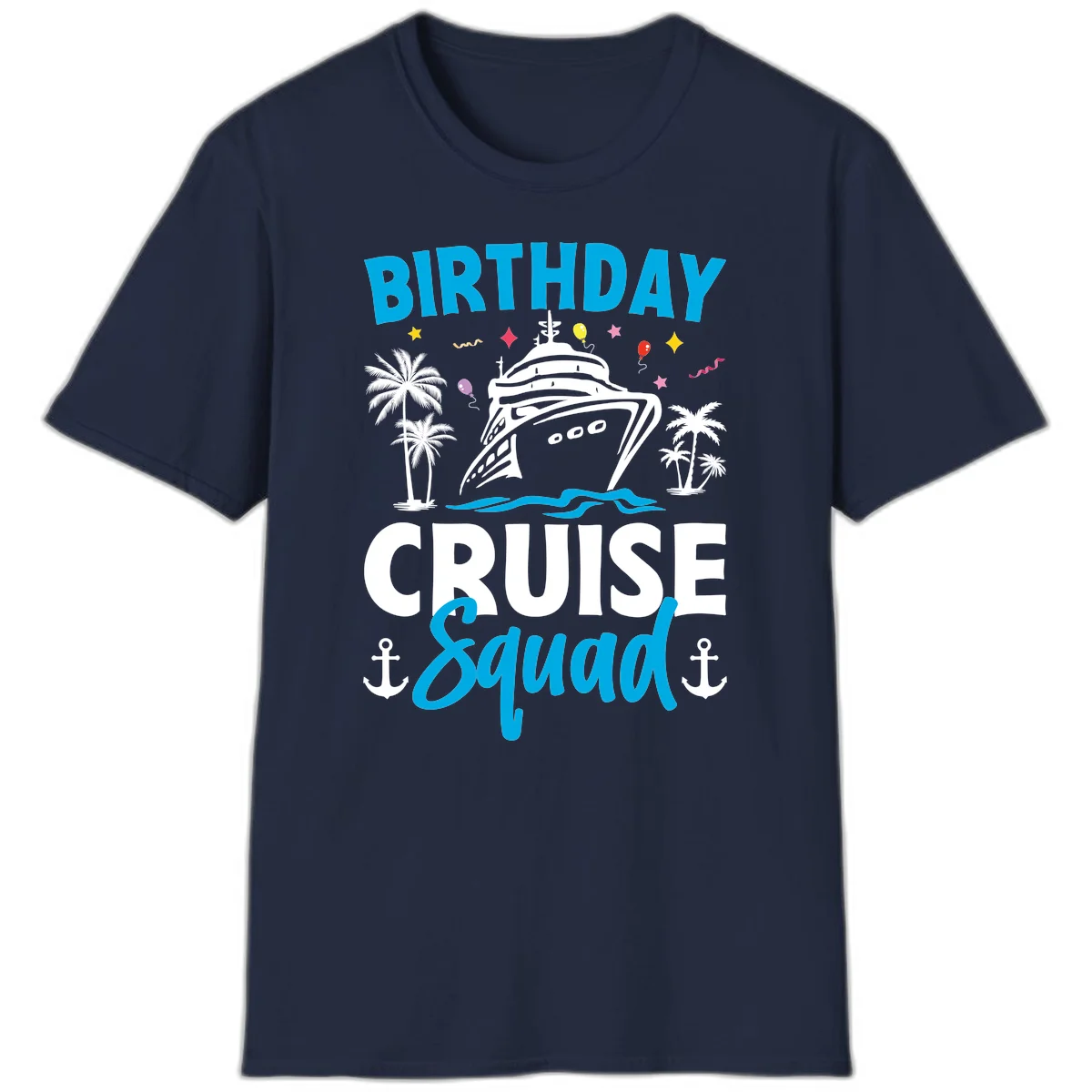 Birthday Cruise Squad Vacation T-Shirt for Your Crew in Navy