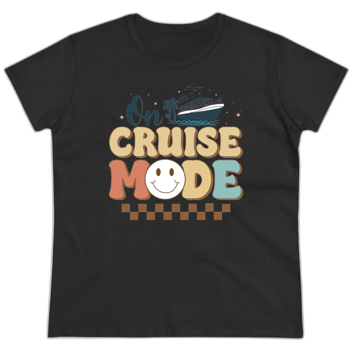 On Cruise Mode Ladies Tee - Vacation Vibes in Black