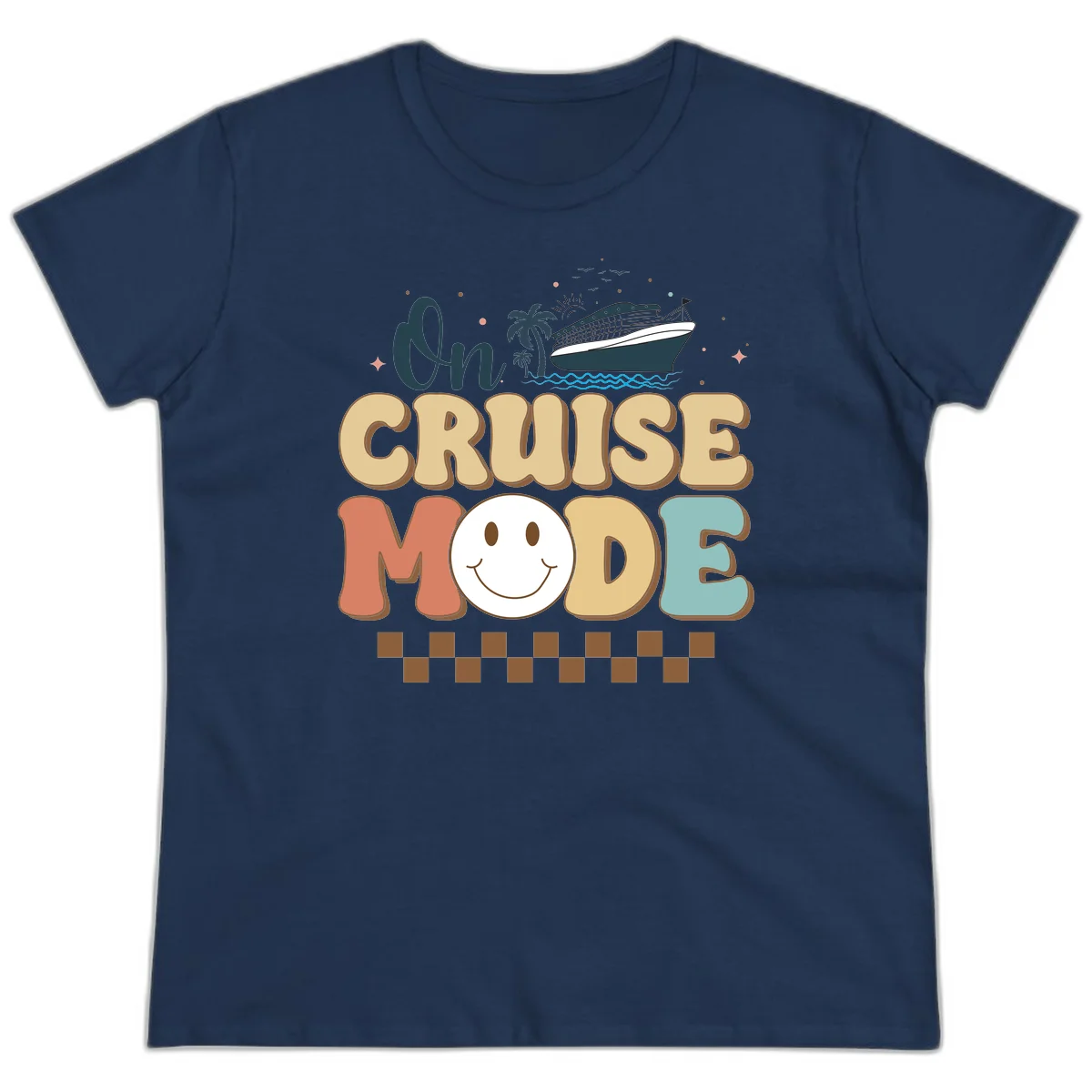 On Cruise Mode Ladies Tee - Vacation Vibes in Navy