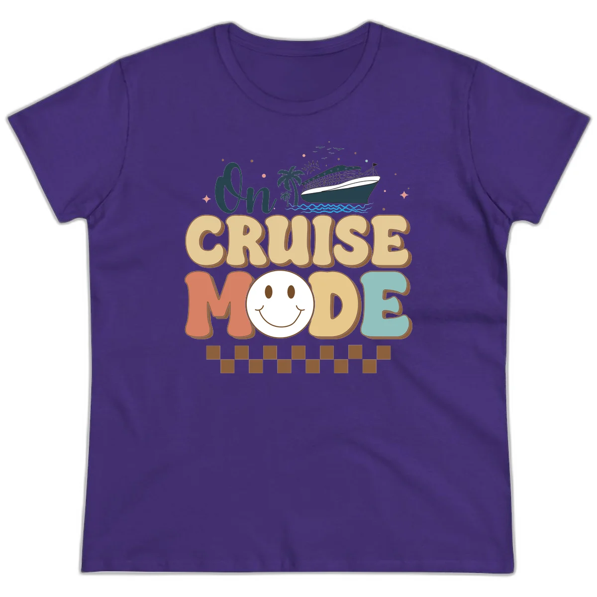 On Cruise Mode Ladies Tee - Vacation Vibes in Purple