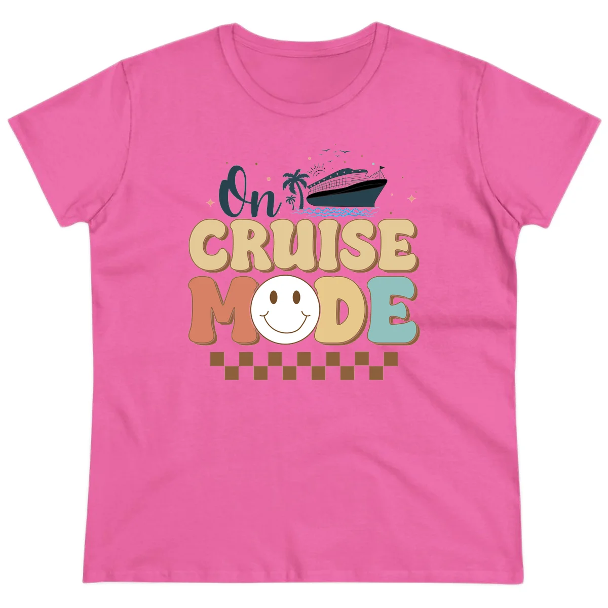 On Cruise Mode Ladies Tee - Vacation Vibes in Azalea