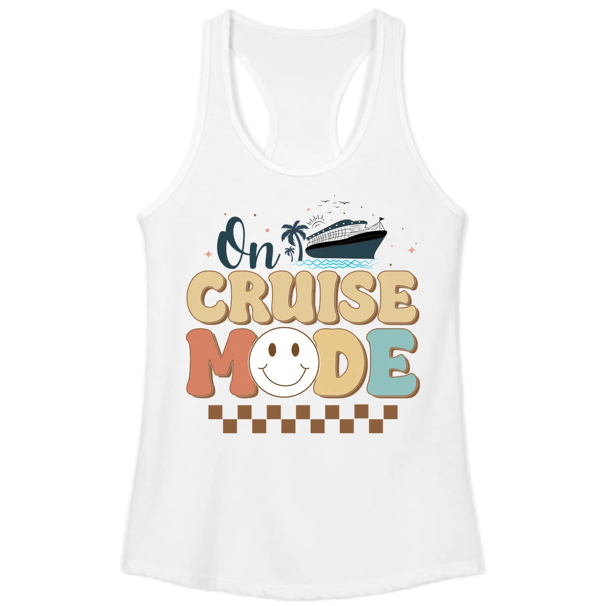 On Cruise Mode Ladies Tank - Vacation Wear in White
