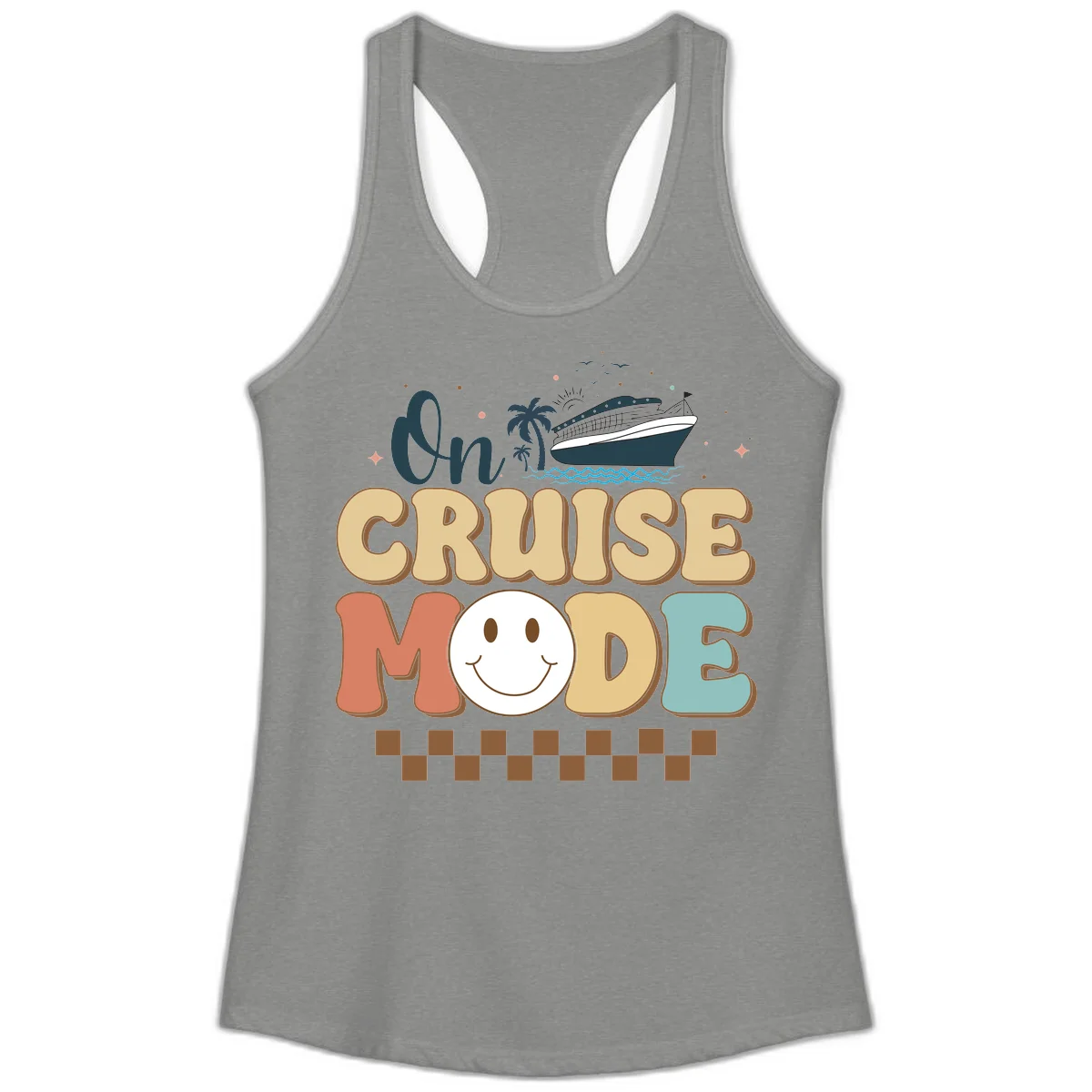 On Cruise Mode Ladies Tank - Vacation Wear in Heather Grey