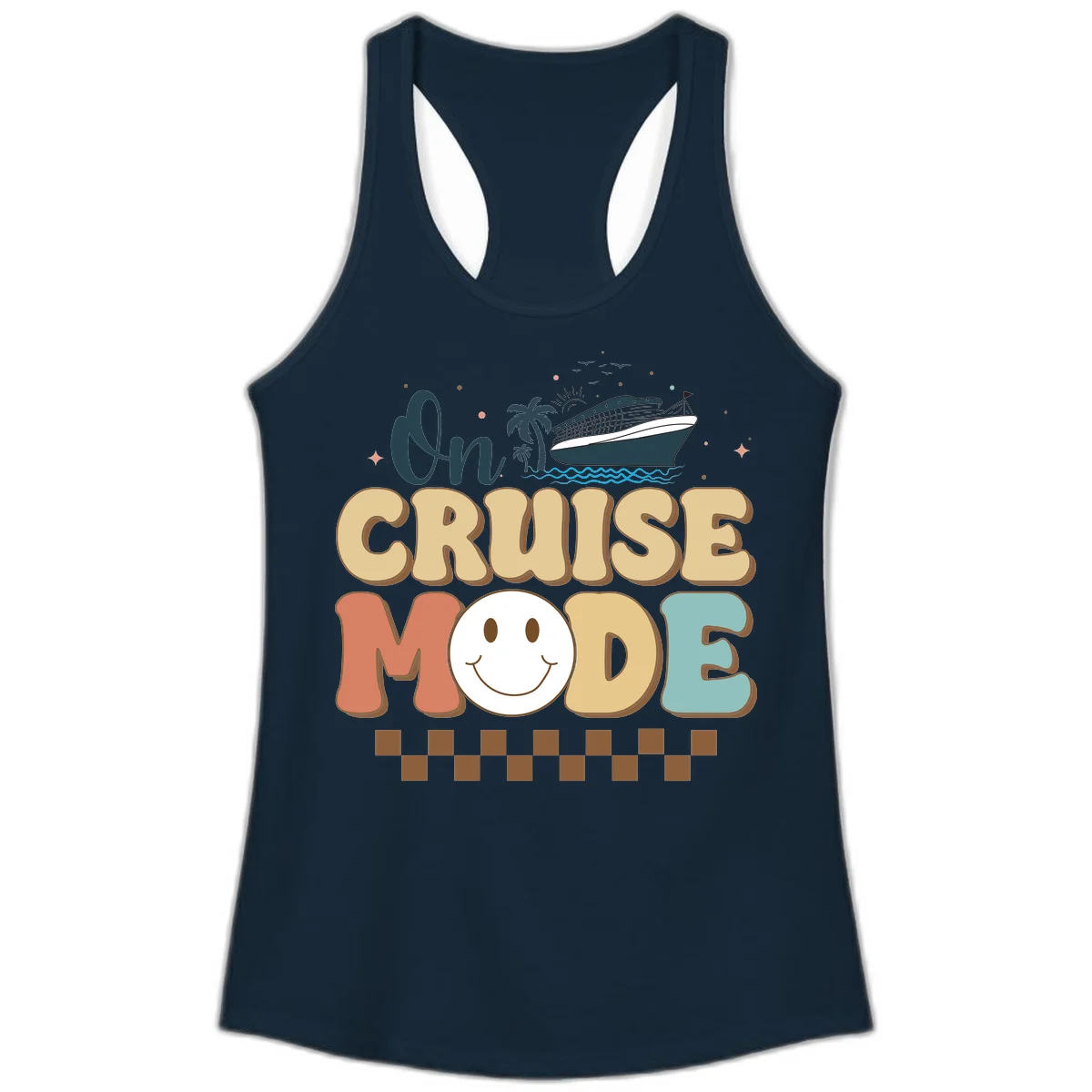 On Cruise Mode Ladies Tank - Vacation Wear in Solid Midnight Navy