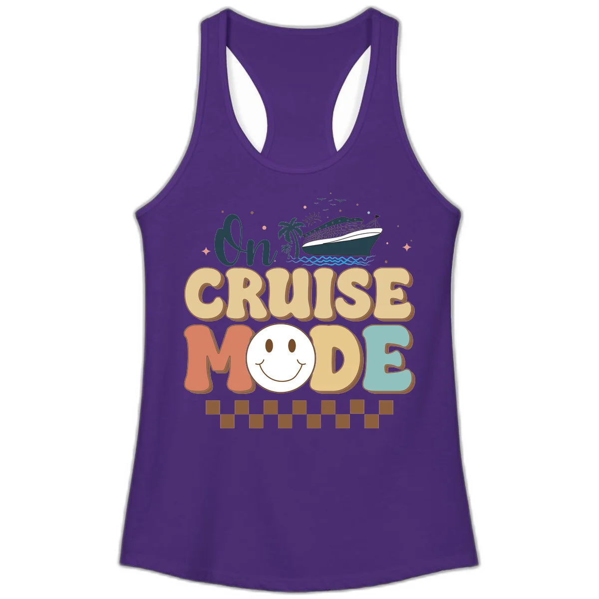 On Cruise Mode Ladies Tank - Vacation Wear in Solid Purple Rush