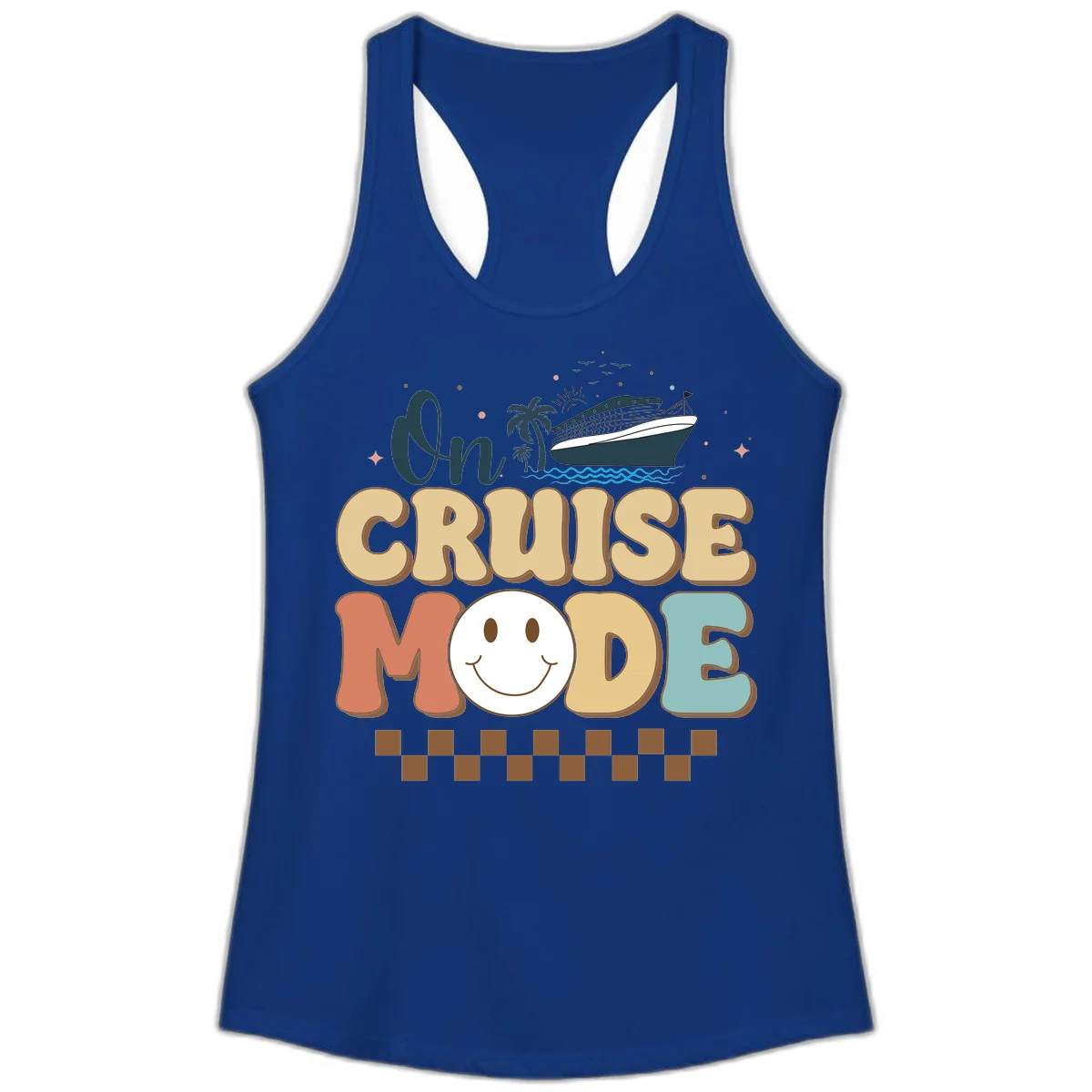 On Cruise Mode Ladies Tank - Vacation Wear in Solid Royal
