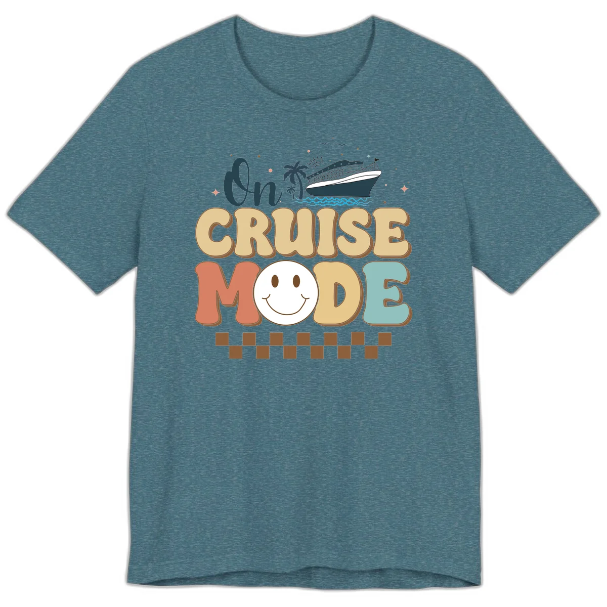 On Cruise Mode Premium T-Shirt - Vacation Ready in Heather Deep Teal