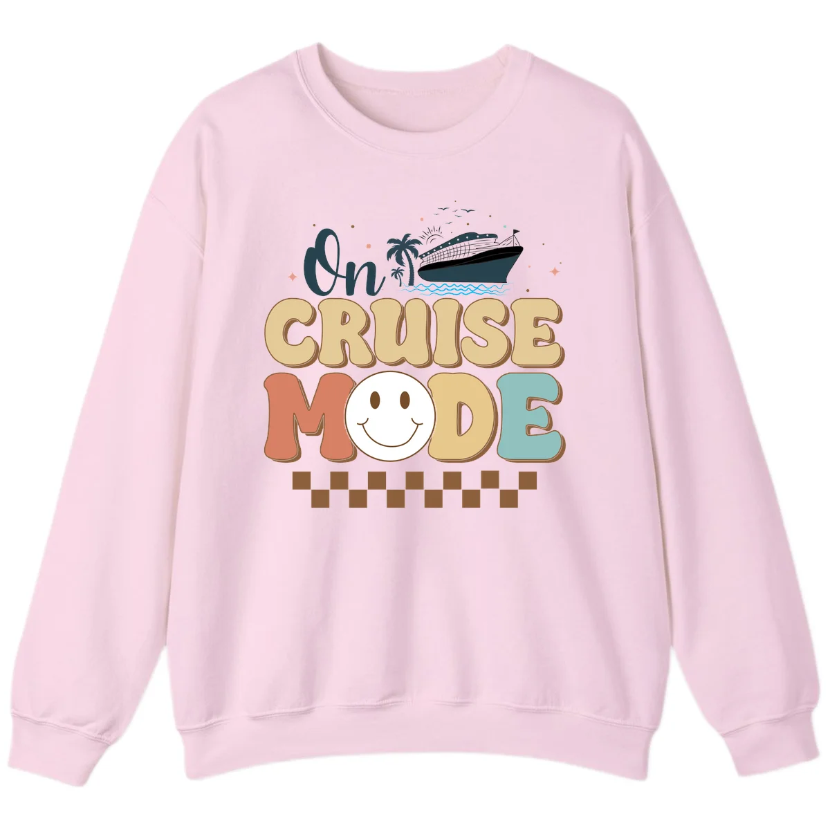On Cruise Mode Sweatshirt - Vacation Ready in Light Pink