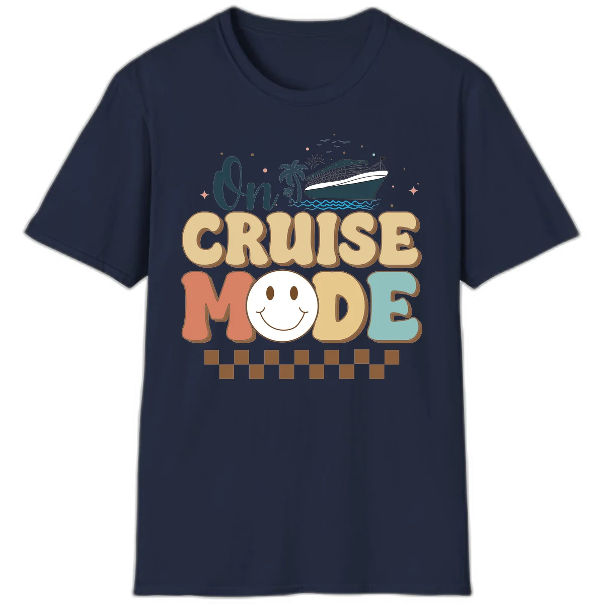 On Cruise Mode Vacation T-Shirt - Get Your Vibe On! in Navy