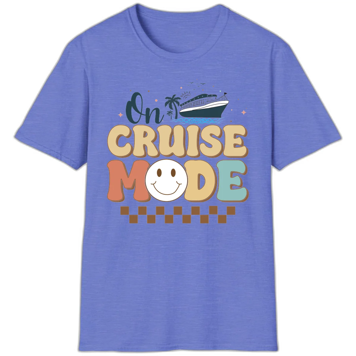 On Cruise Mode Vacation T-Shirt - Get Your Vibe On! in Heather Royal