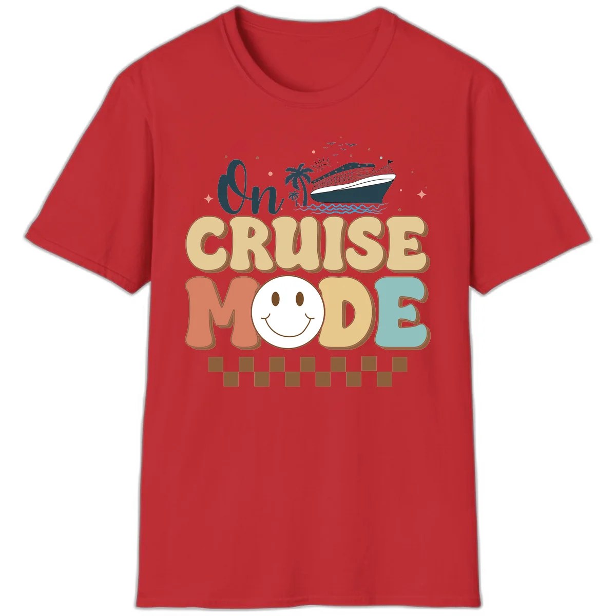 On Cruise Mode Vacation T-Shirt - Get Your Vibe On! in Red
