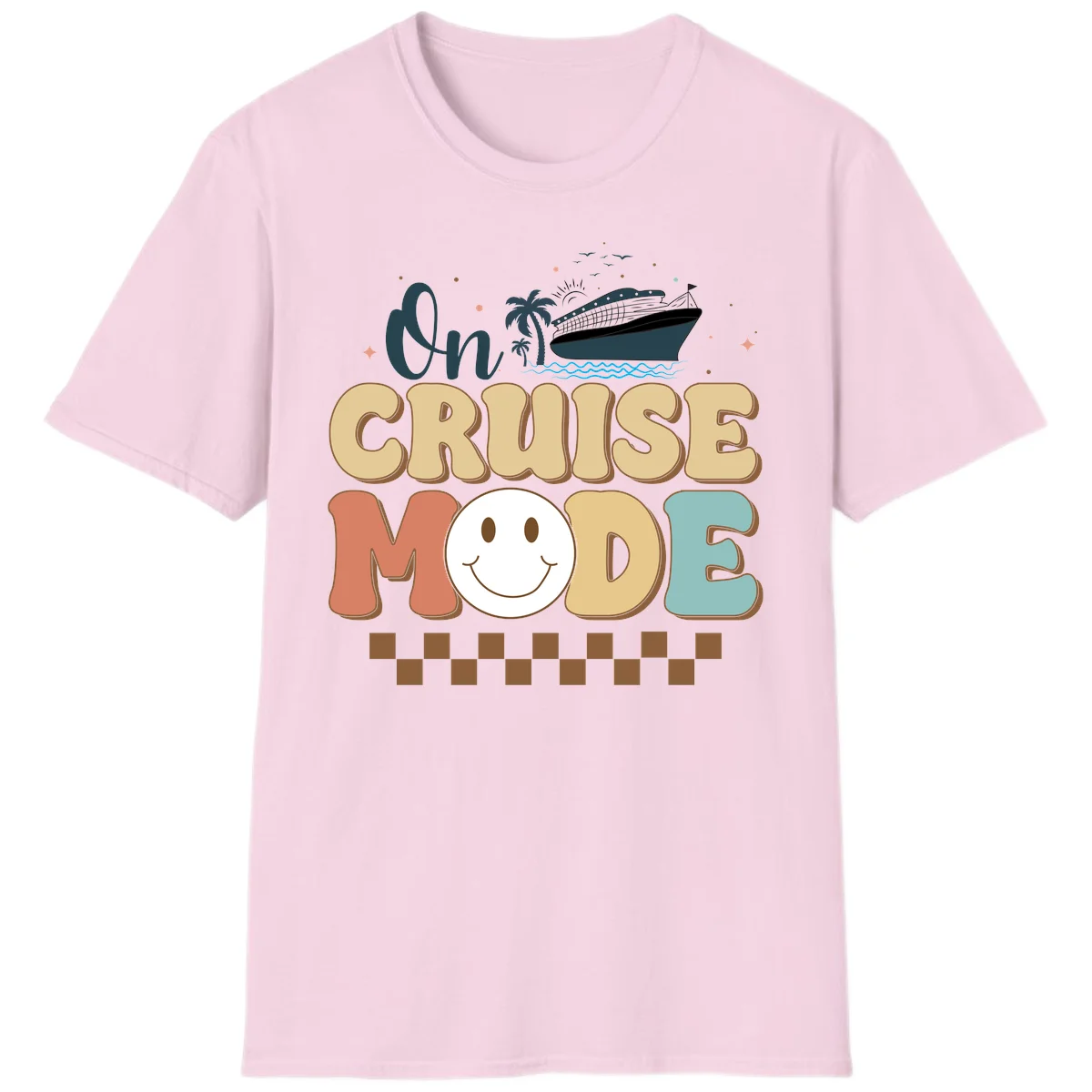 On Cruise Mode Vacation T-Shirt - Get Your Vibe On! in Light Pink