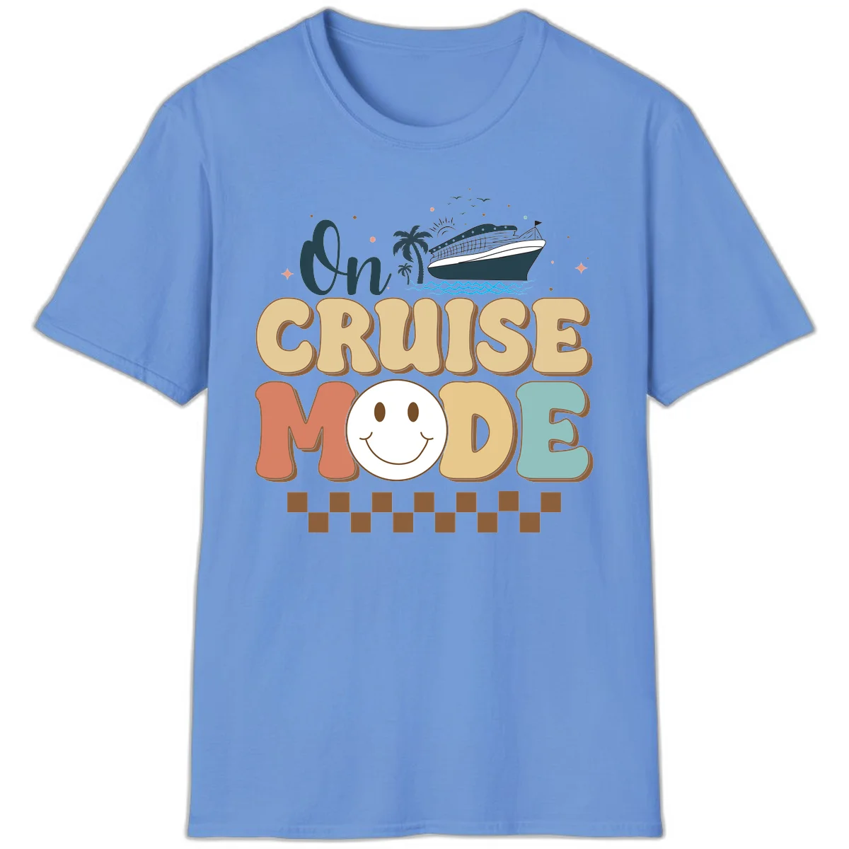 On Cruise Mode Vacation T-Shirt - Get Your Vibe On! in Carolina Blue