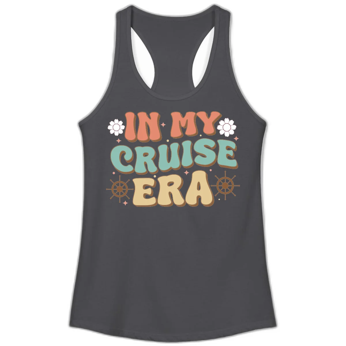 In My Cruise Era Ladies Tank in Solid Dark Gray