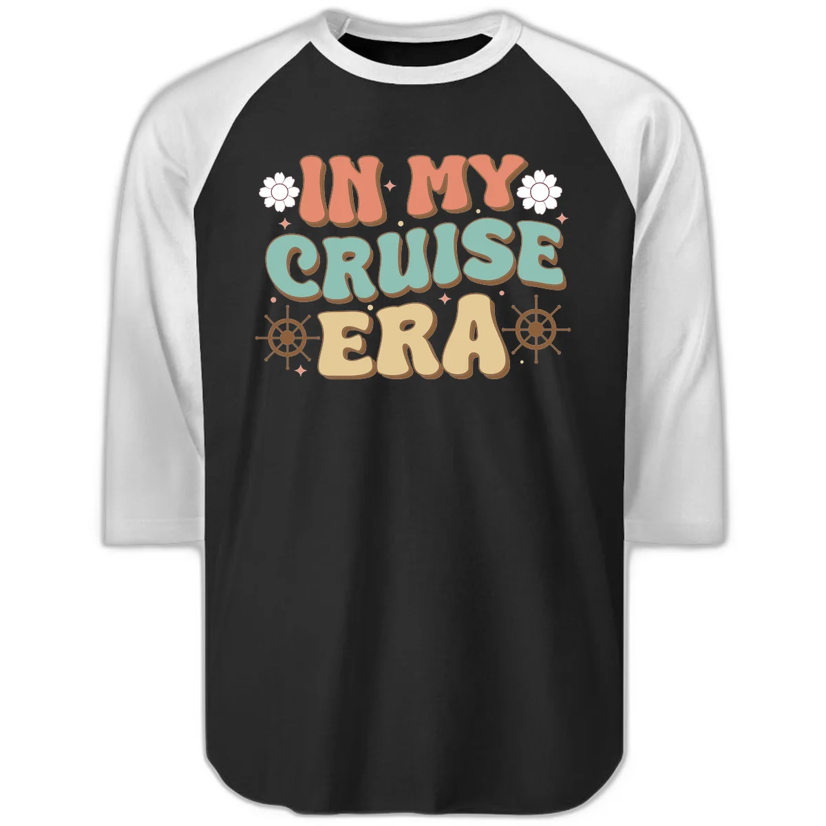 In My Cruise Era Raglan 3/4 in Black White