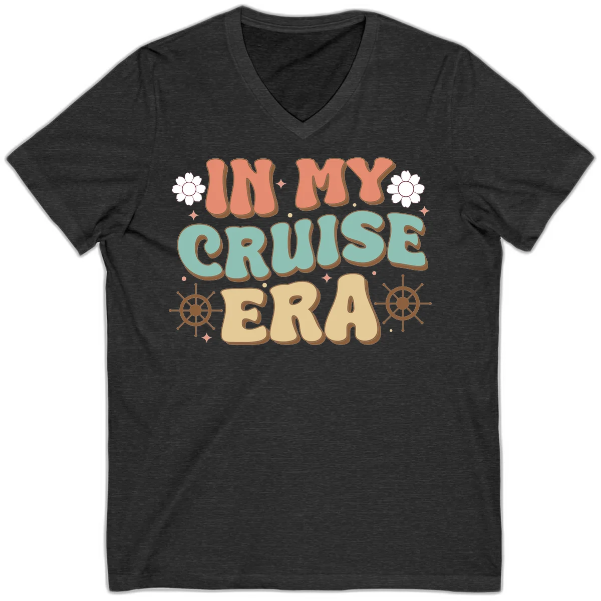 In My Cruise Era V-Neck in Dark Grey Heather