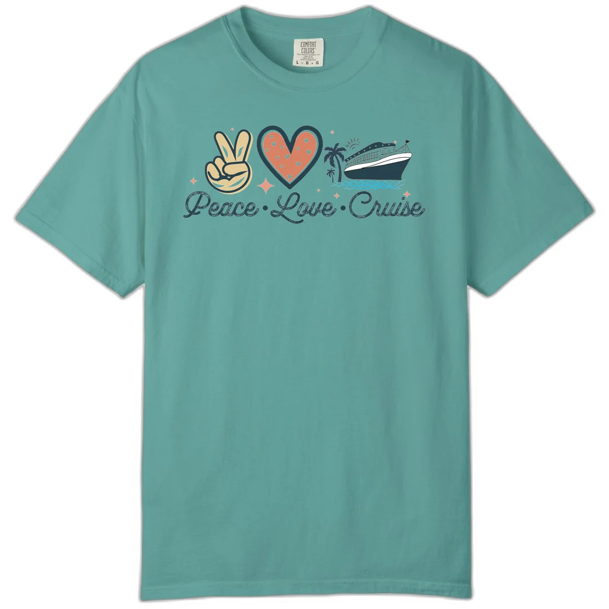 Peace Love Cruise Comfort Color in Seafoam