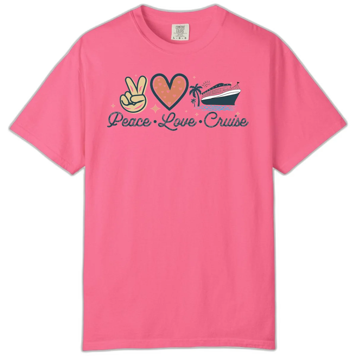 Peace Love Cruise Comfort Color in Crunchberry