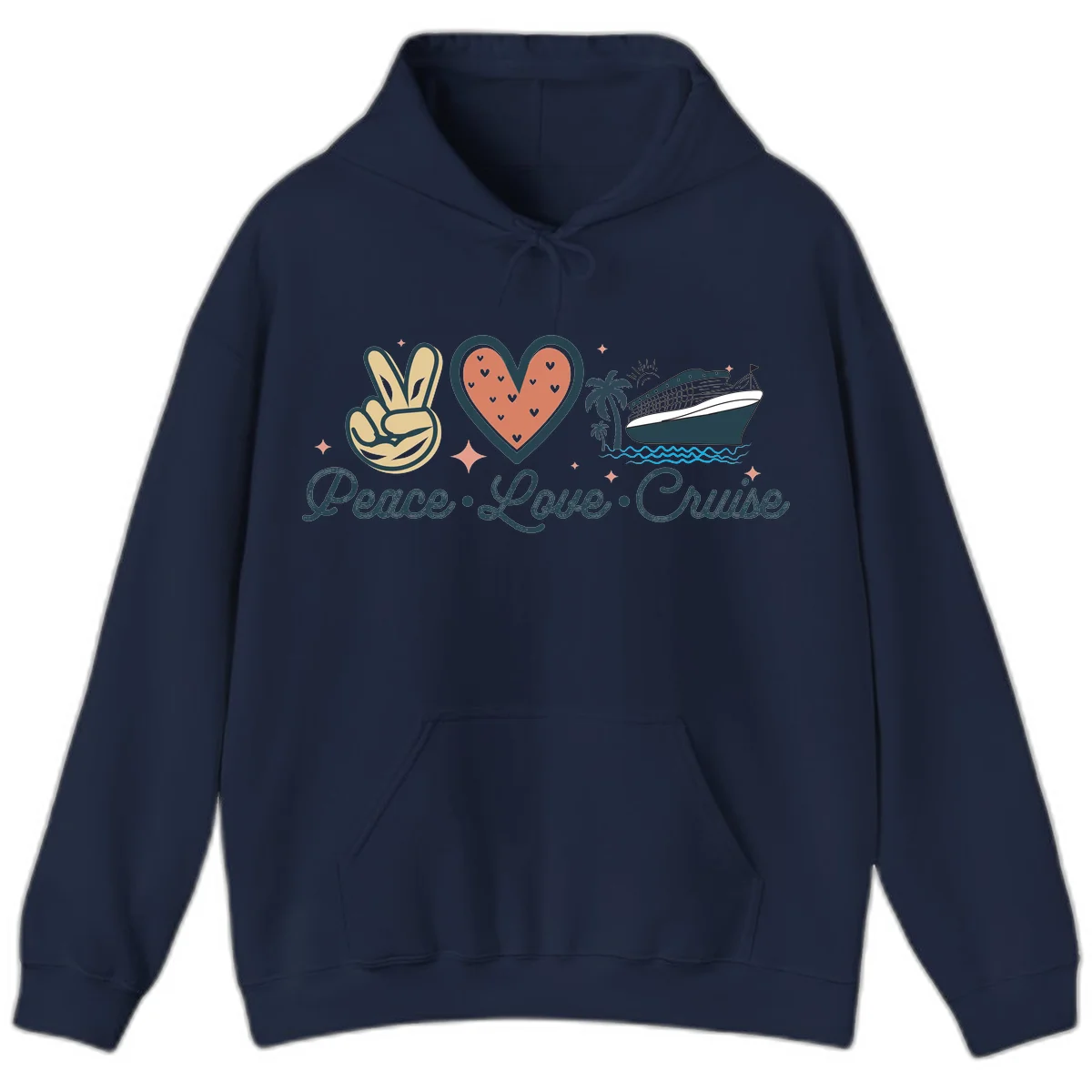 Peace Love Cruise Hoodie in Navy