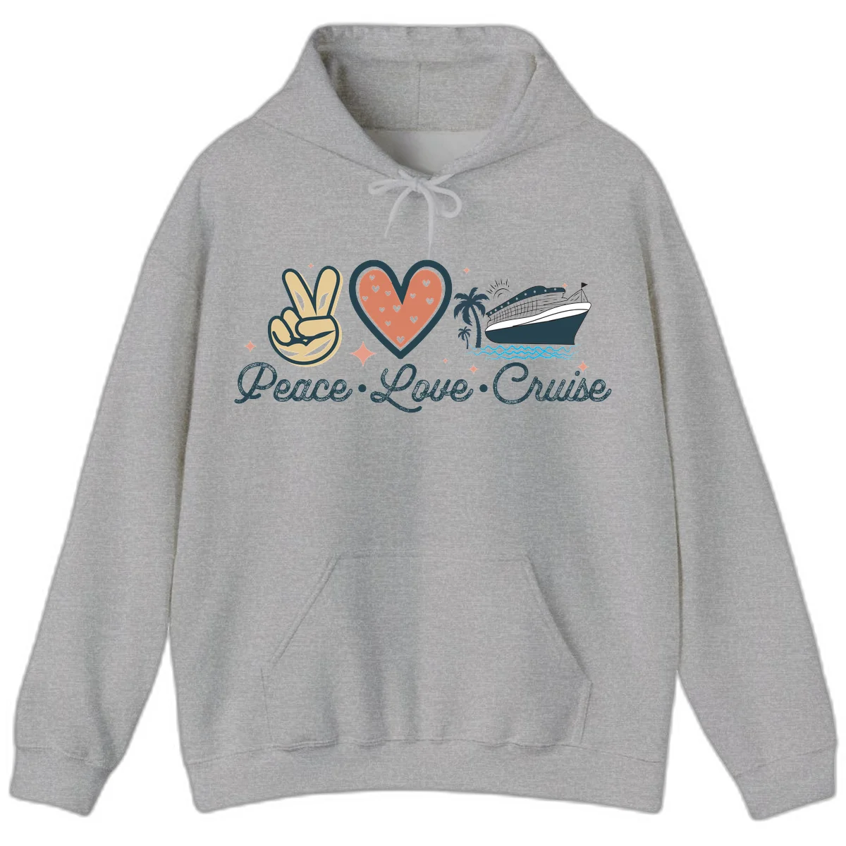 Peace Love Cruise Hoodie in Sport Grey
