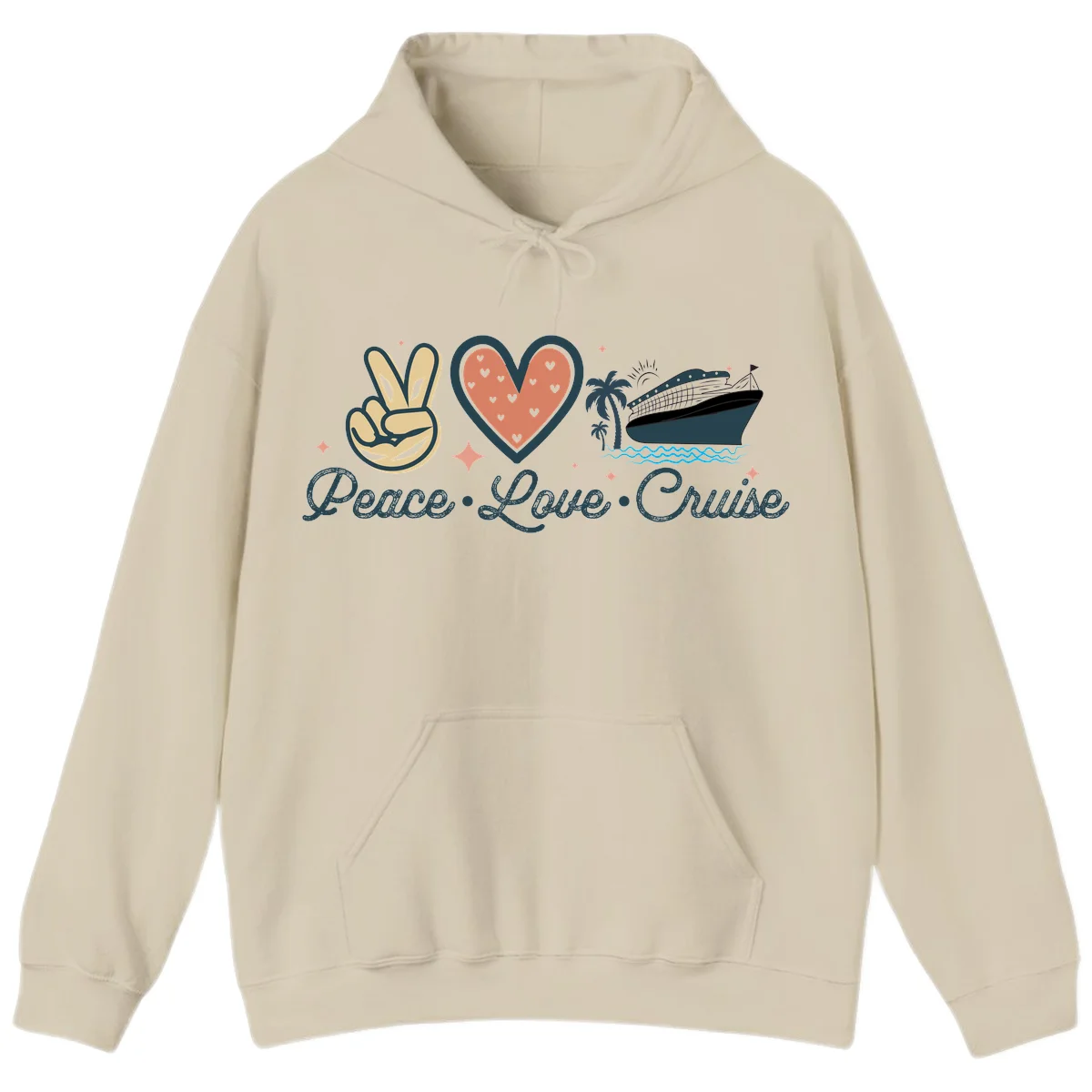 Peace Love Cruise Hoodie in Sand