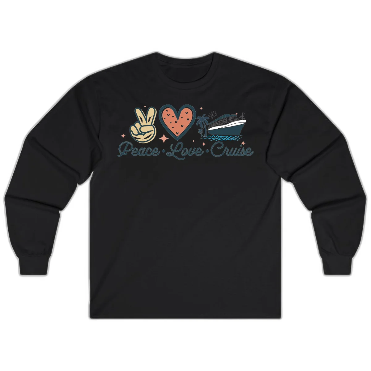 Peace Love Cruise Long Sleeve in Black
