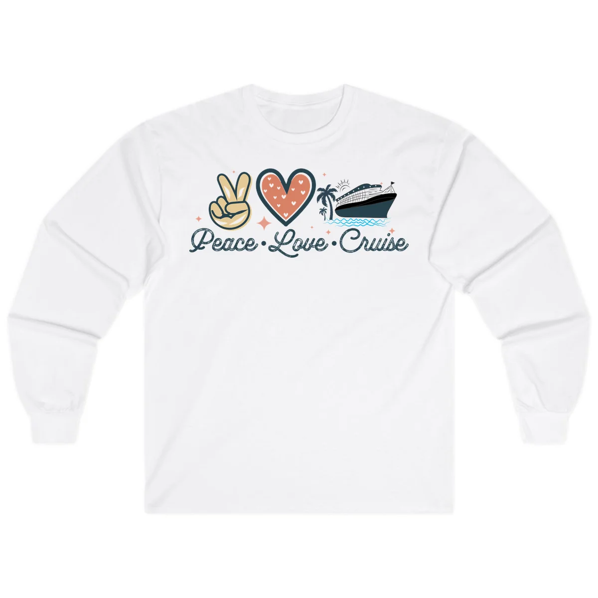 Peace Love Cruise Long Sleeve in White
