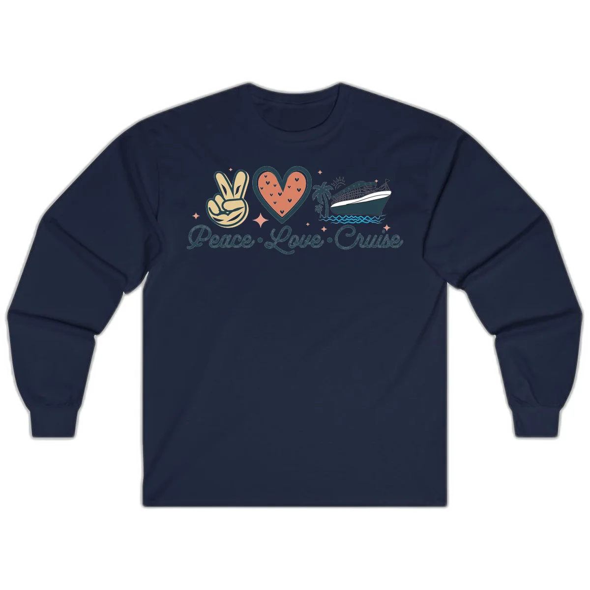 Peace Love Cruise Long Sleeve in Navy