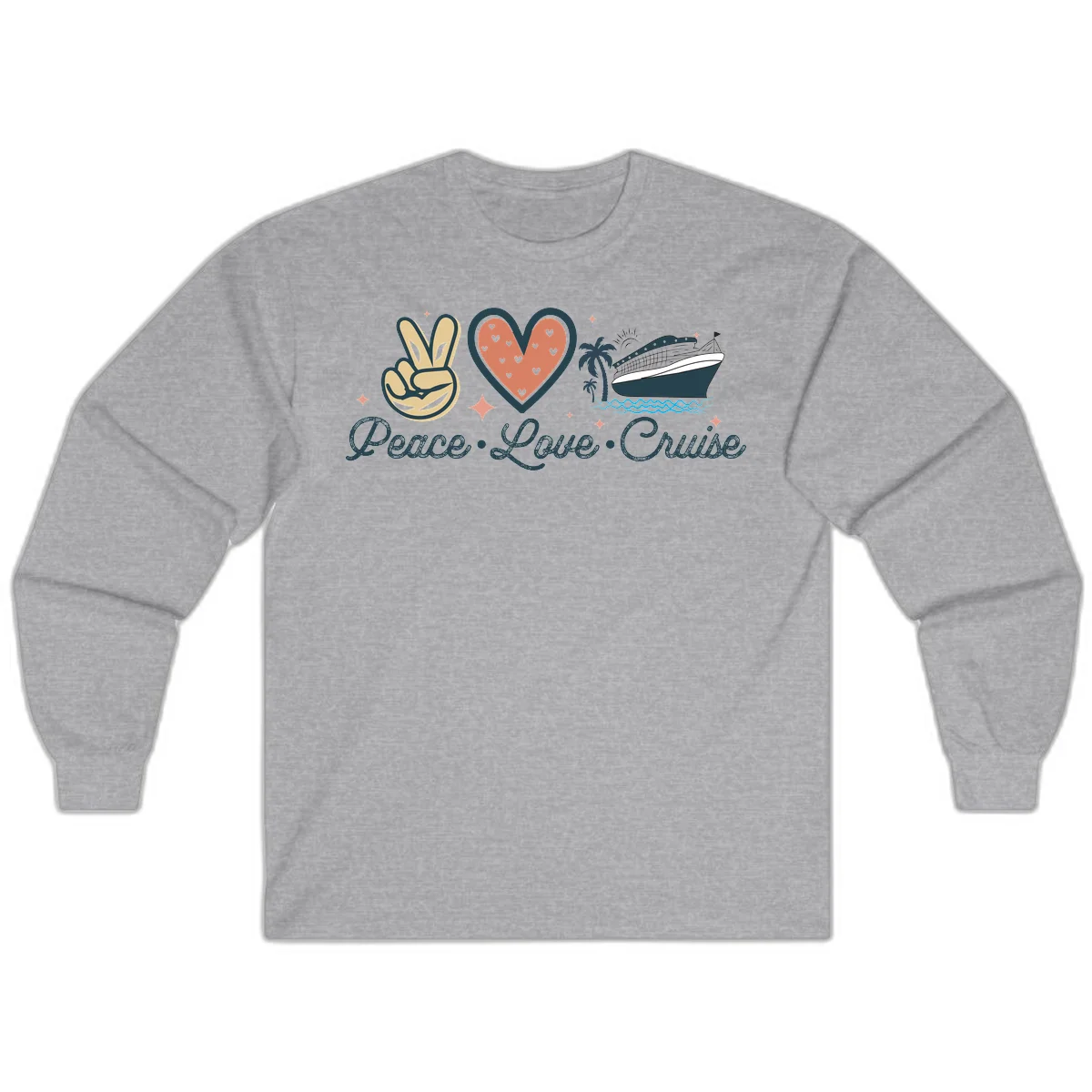 Peace Love Cruise Long Sleeve in Sport Grey